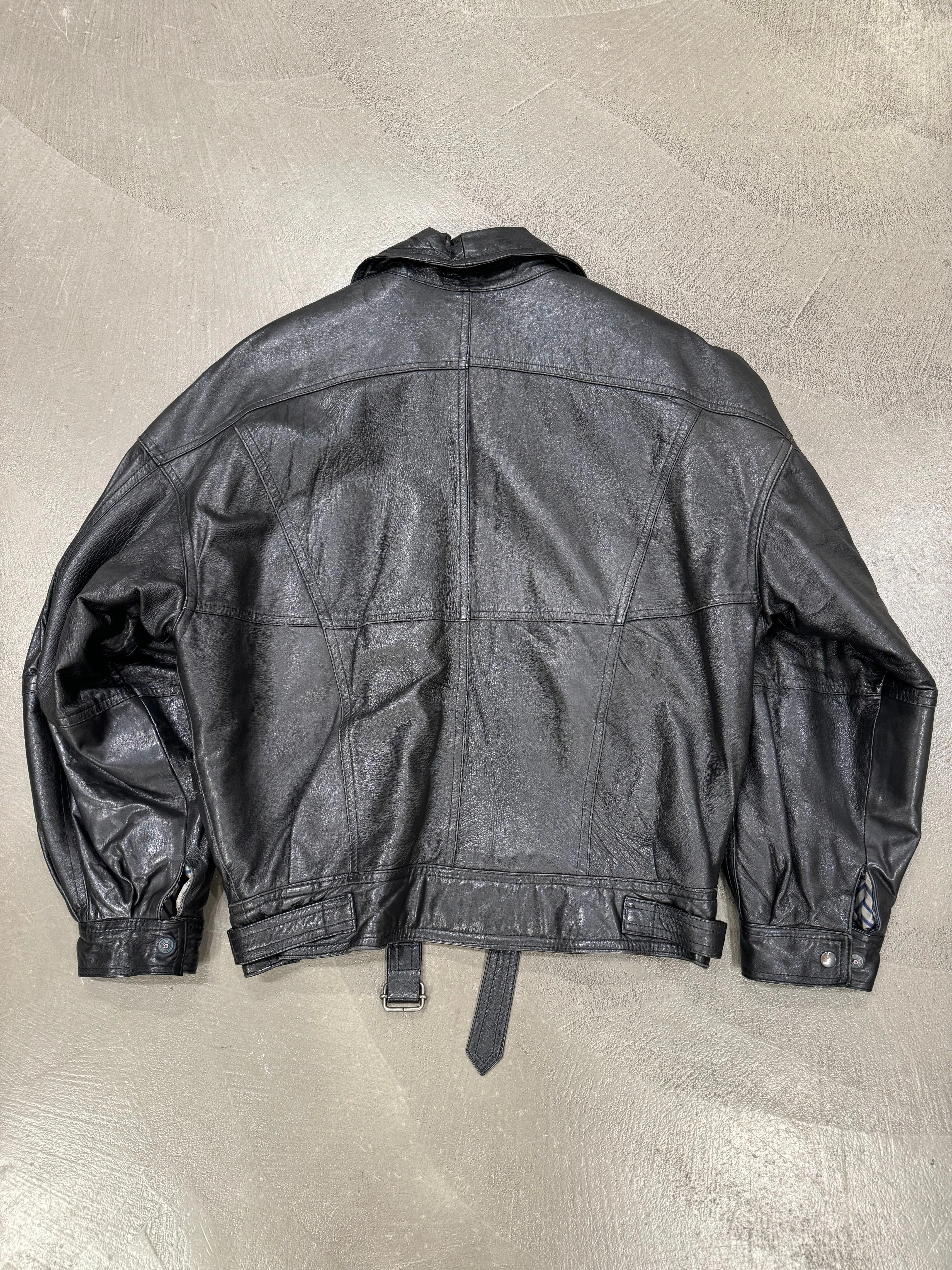 1980s GIANNI Versace bondage leather bomber jacket
