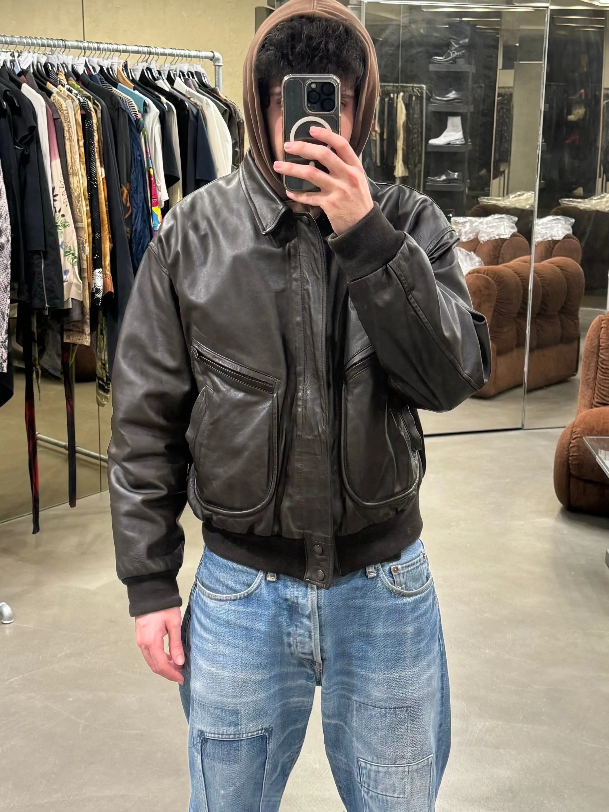 1990s Emporio Armani aviator bomber jacket