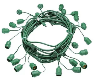 24 Suspended Socket Outdoor String Light Set with A15 Bulbs, 56 FT Green Cord