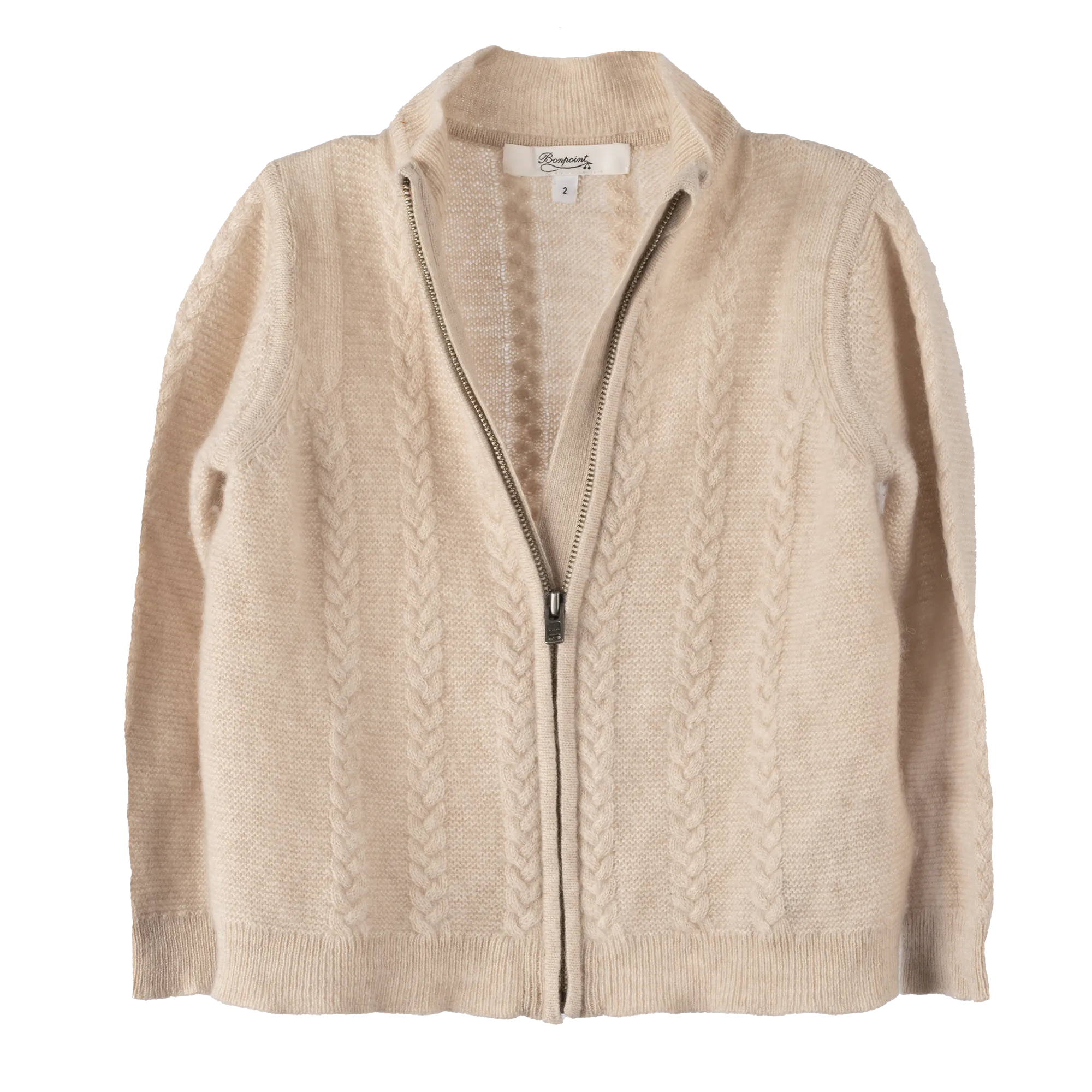 [2y] Bonpoint Cashmere Zip Jacket/ Cardigan| Ecru