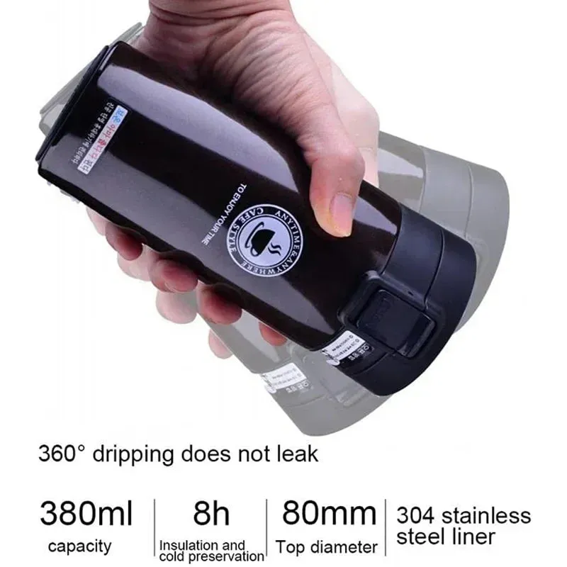 380ml Stainless Steel Thermos Coffee Cup – Double Layer Vacuum Insulated Sports Water Bottle