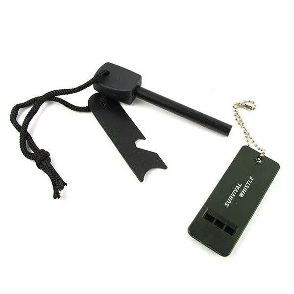 5 in 1 Magnesium Fire Starter Striker Ferro Rod with Survival Whistle and Bottle Opener