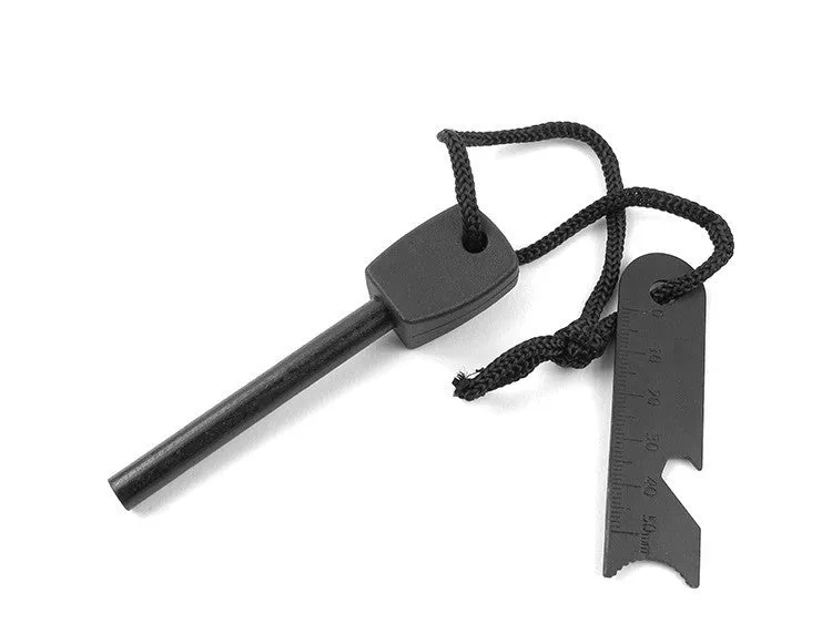 5 in 1 Magnesium Fire Starter Striker Ferro Rod with Survival Whistle and Bottle Opener