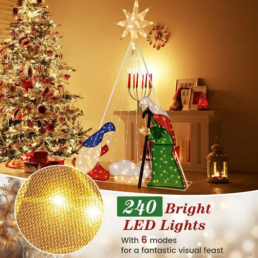 6 Feet Lighted Nativity Scene with 240 LED Lights