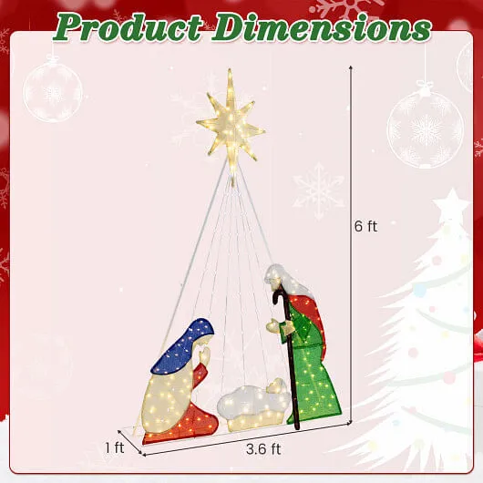 6 Feet Lighted Nativity Scene with 240 LED Lights