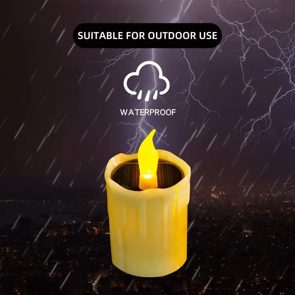 6pcs Flameless Solar Tea Light Flickering Candles