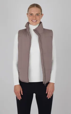 90 Degree by Reflex - Recycle Below Zero Puffer Vest with Zipper Pockets - Mocha - WOMEN