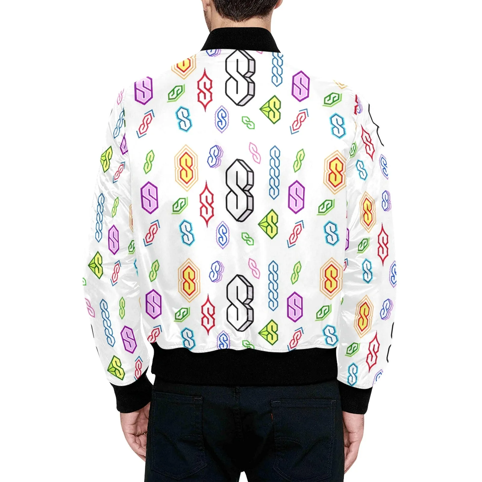 90s Graffiti Super S Men's All Over Print Quilted Bomber Jacket