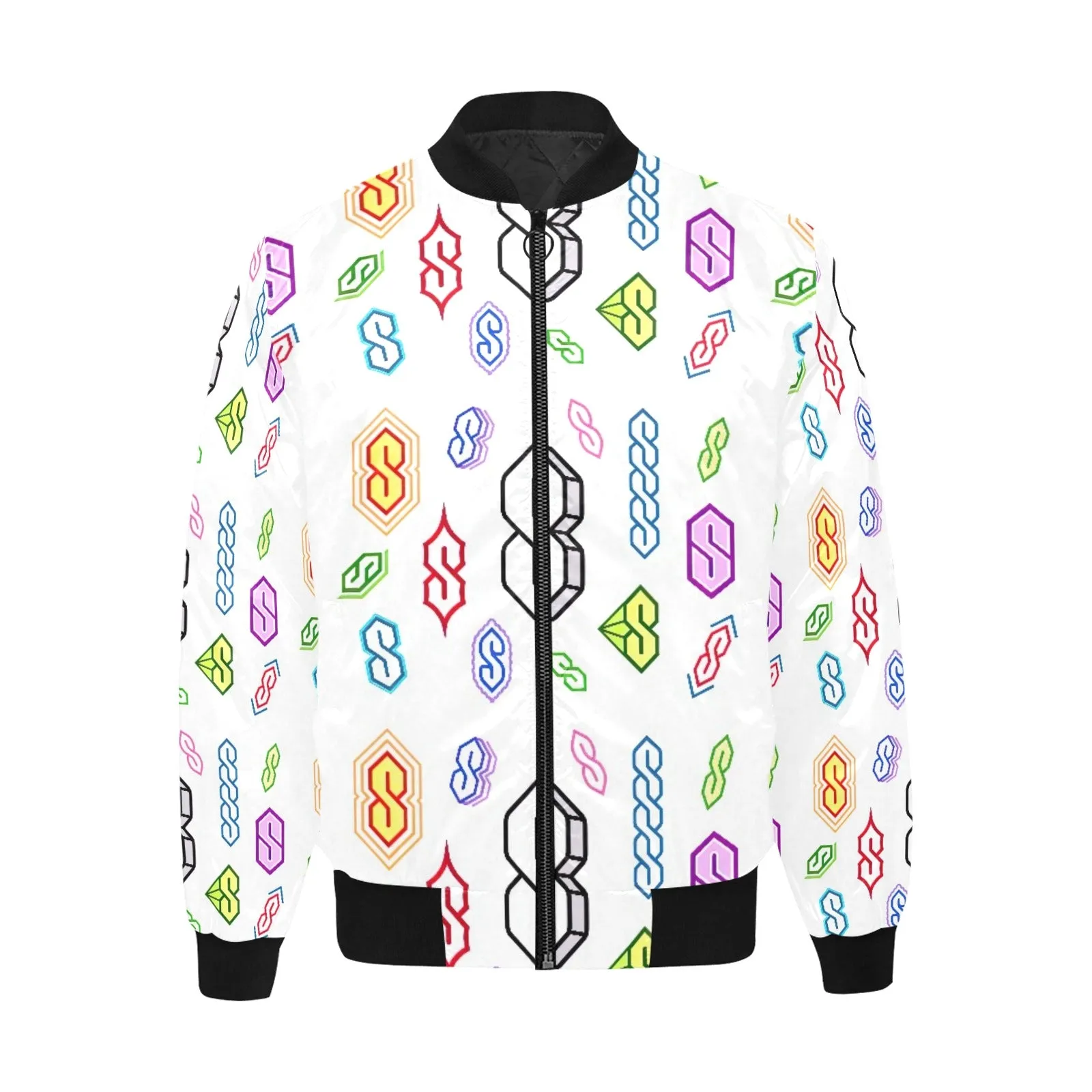 90s Graffiti Super S Men's All Over Print Quilted Bomber Jacket