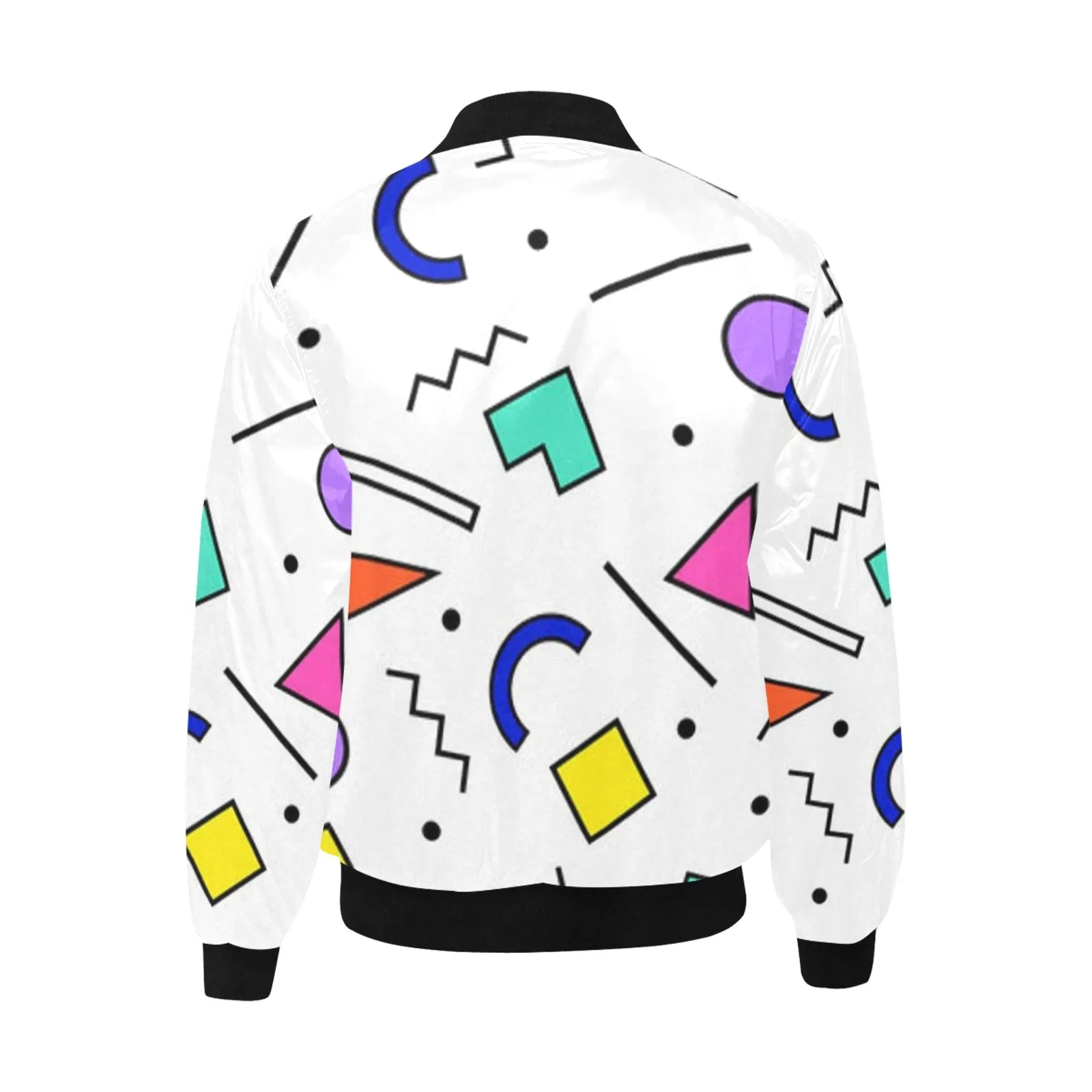 90s White Design Pattern Men's All Over Print Quilted Bomber Jacket
