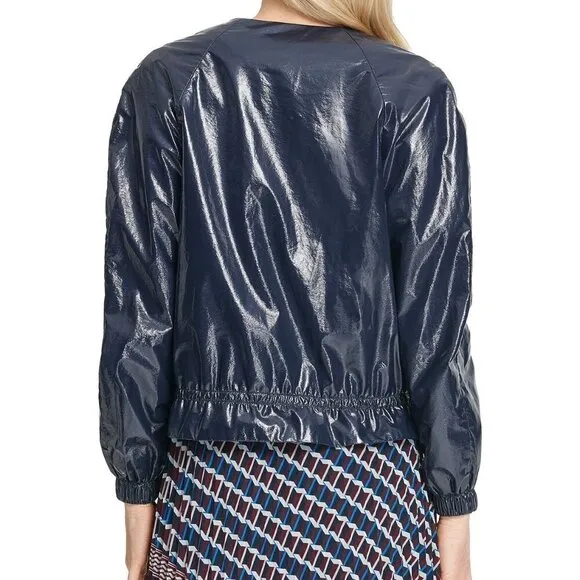 𝅺a76 Faux-Leather Drawstring Bomber Jacket - XS