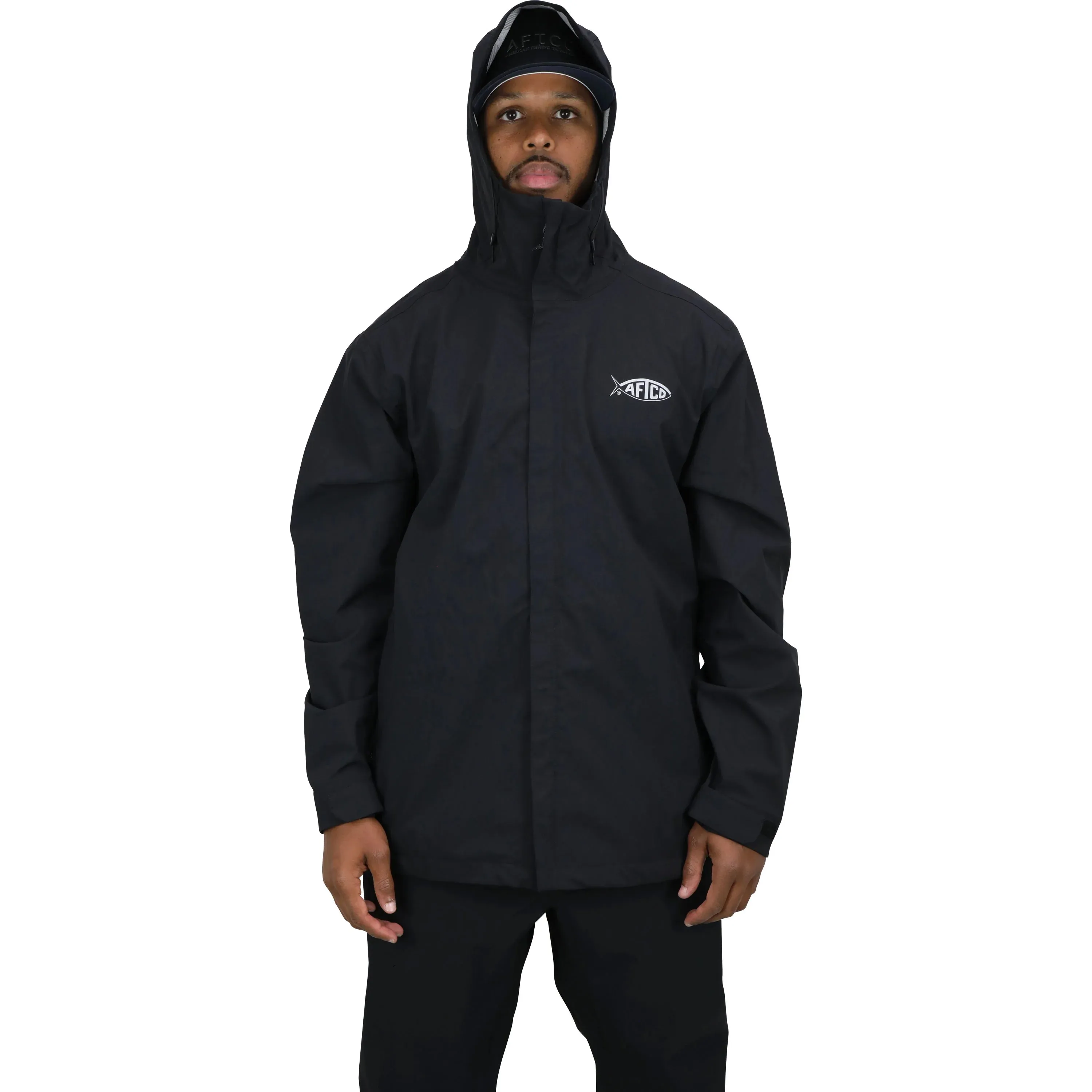 AFTCO TRANSFORMER PACKABLE FISHING JACKET - BLACK