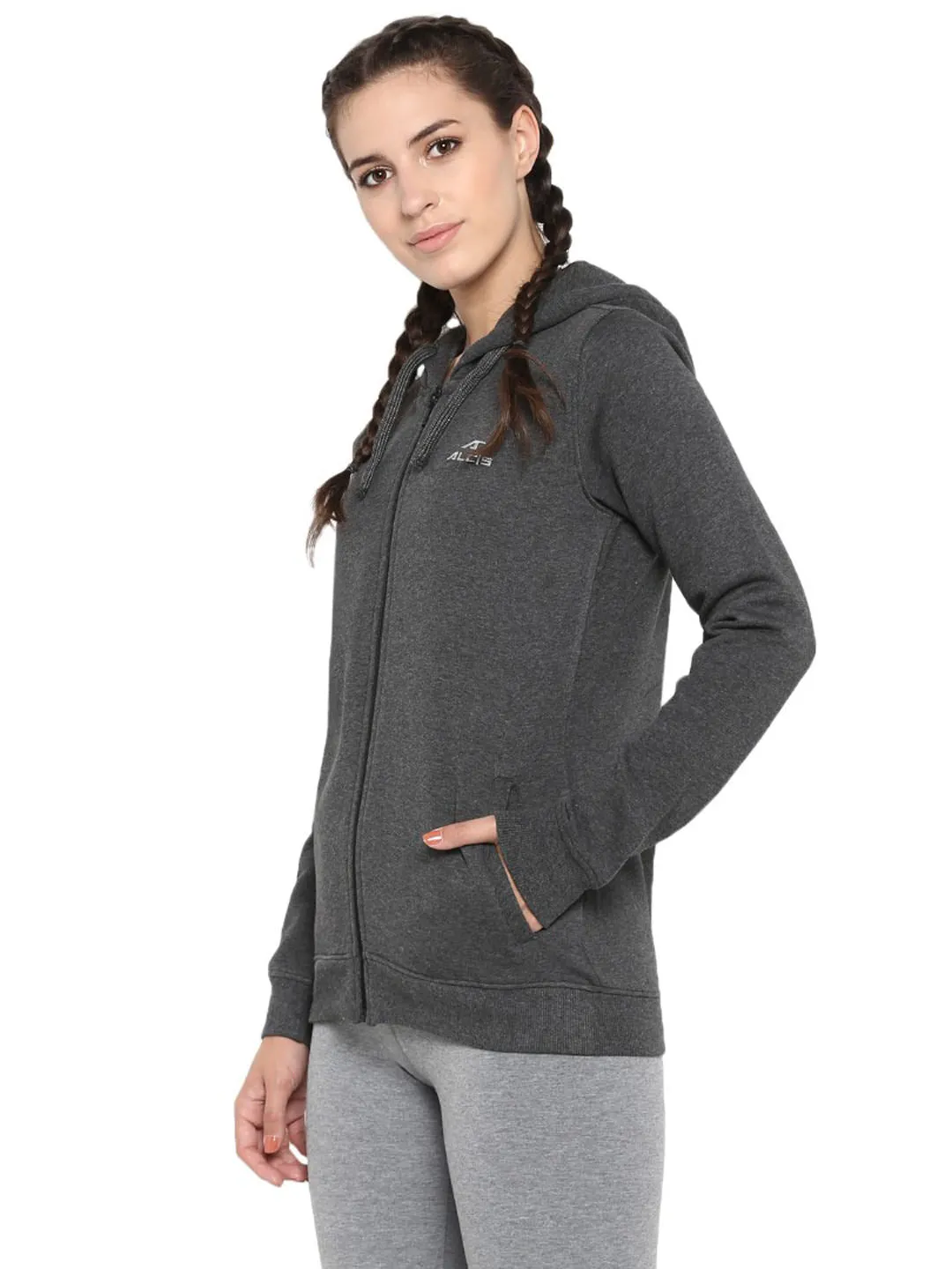Alcis Women Charcoal Solid Jackets