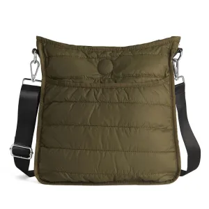 Alma Puffer Messenger Bag w/Strap-Olive