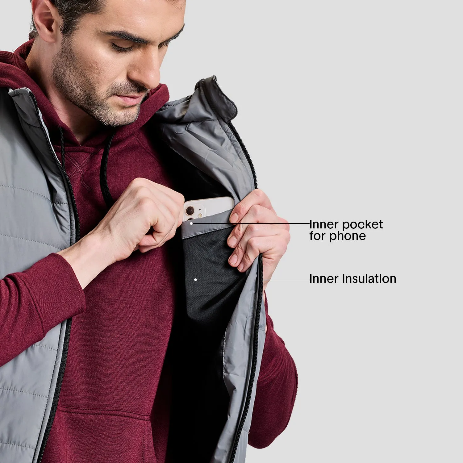 Alpine Mens Sleeveless Jacket - Grey