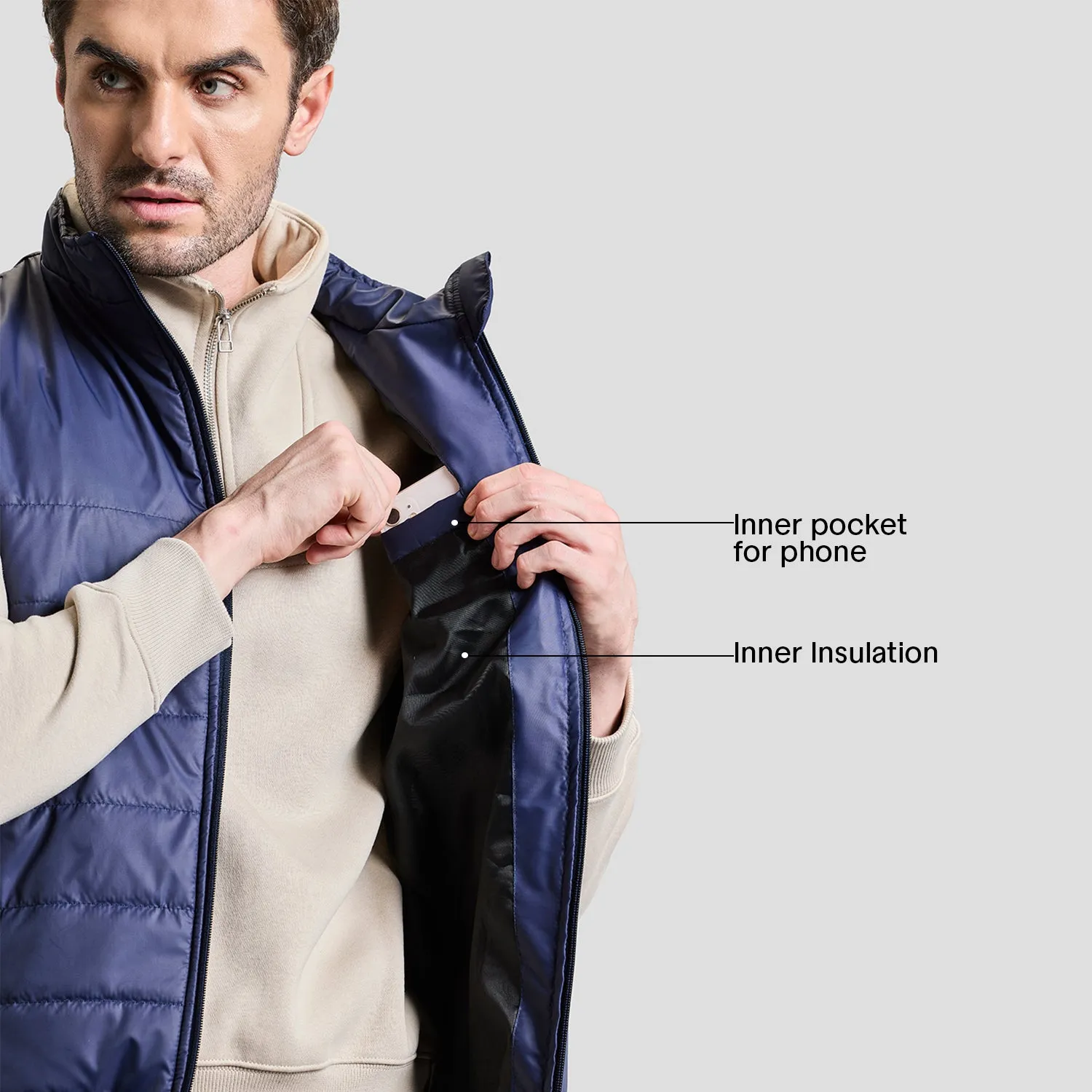 Alpine Mens Sleeveless Jacket - Navy Blue
