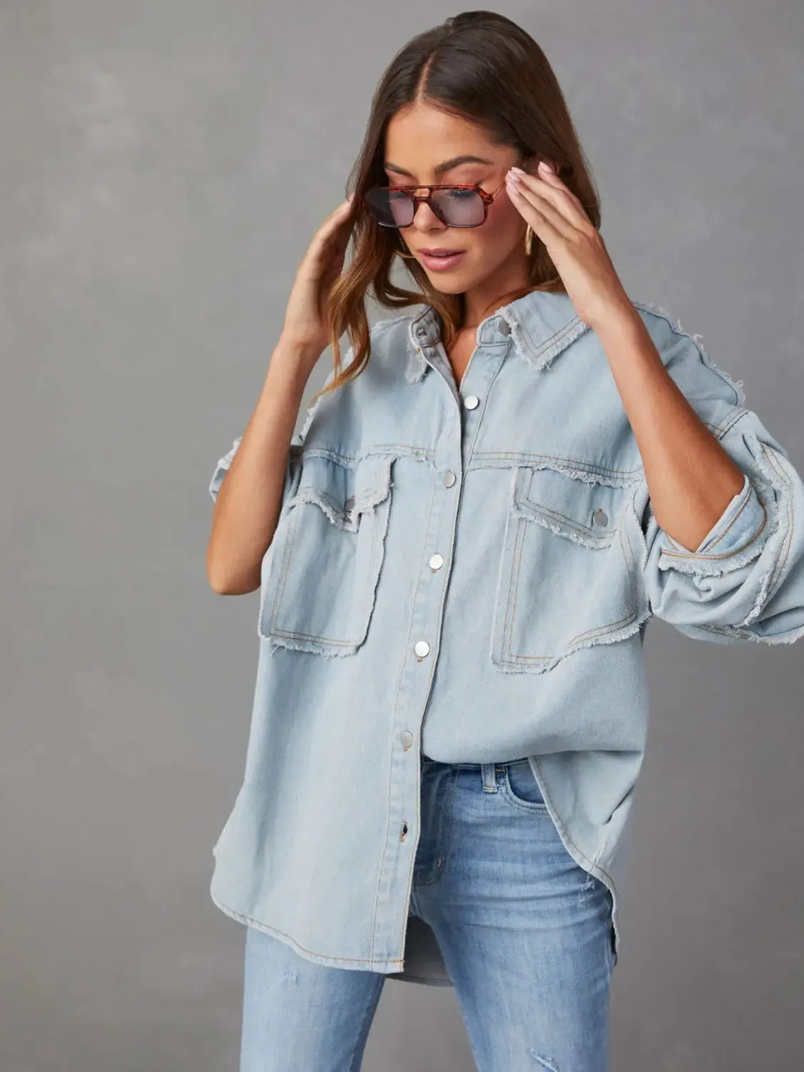 'Andrea' Lightweight Long Sleeve Denim Jacket