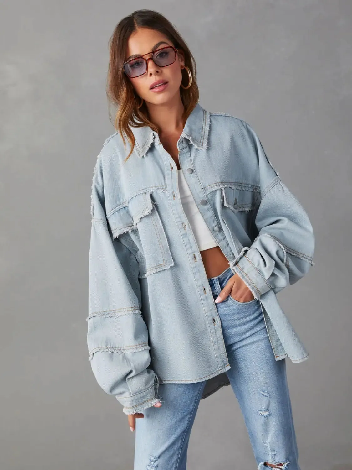 'Andrea' Lightweight Long Sleeve Denim Jacket