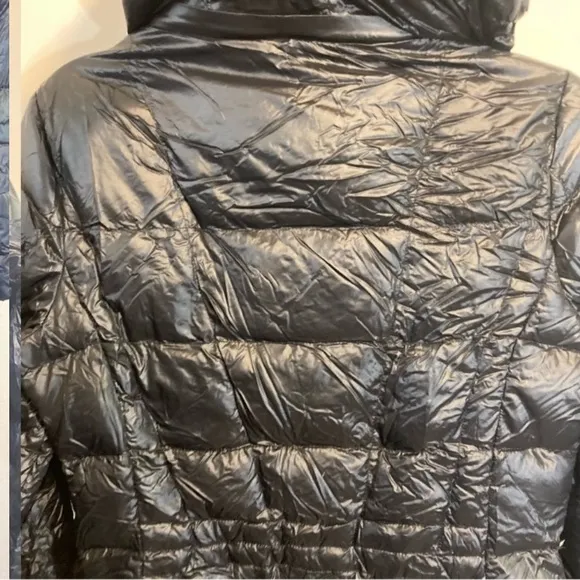 Andrew Marc Downfilled Packable Lightweight Puffer Jacket Hood Black Zip Small