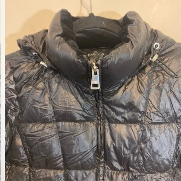 Andrew Marc Downfilled Packable Lightweight Puffer Jacket Hood Black Zip Small