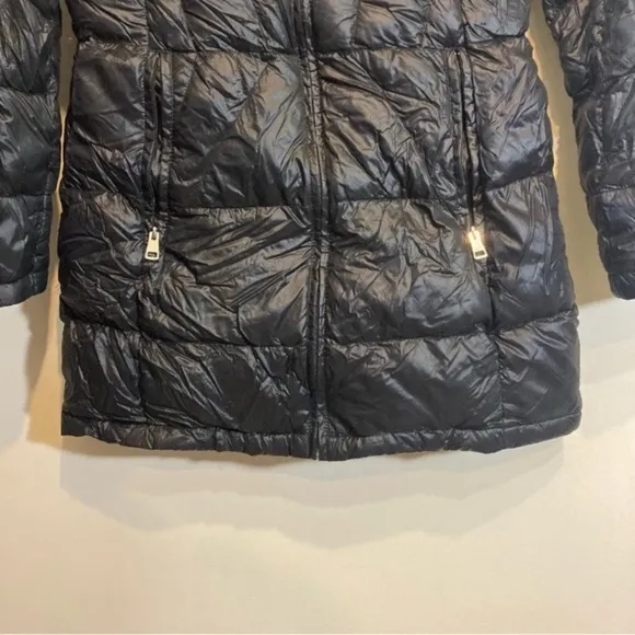 Andrew Marc Downfilled Packable Lightweight Puffer Jacket Hood Black Zip Small