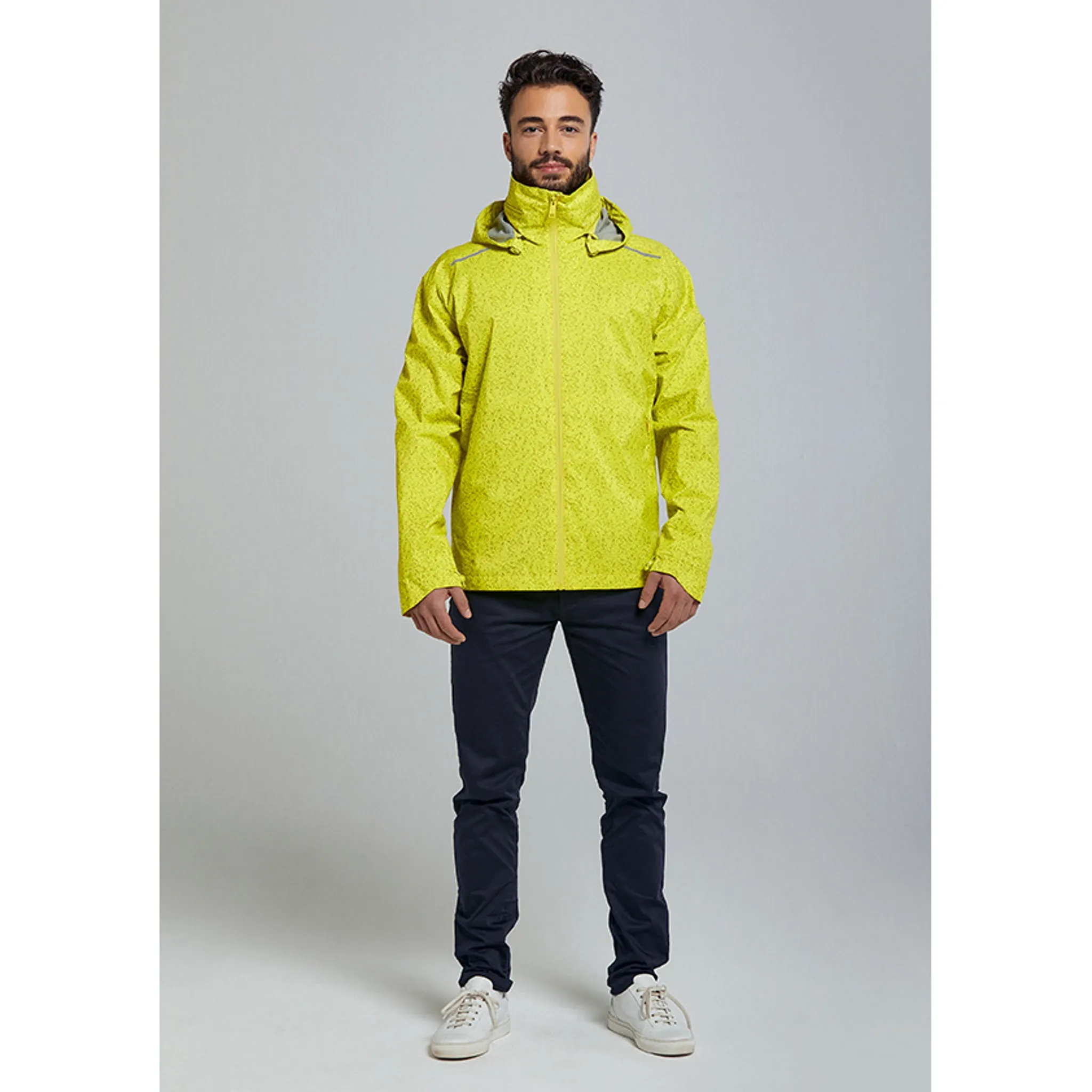 Basil Skane Men's Hi-Vis Bicycle Rain Jacket - Neon Yellow Full Reflective