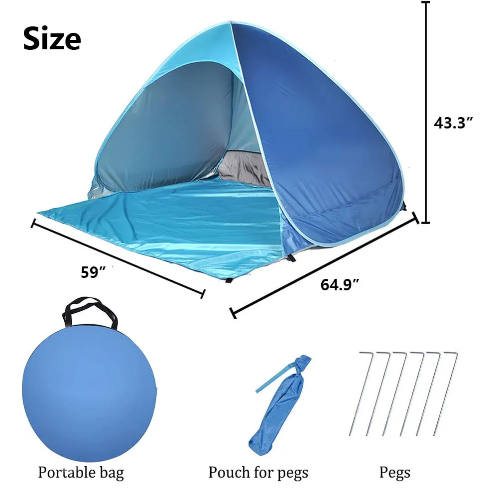 Beach Tent Anti-UV Pop up Sun Shelter Tents Automatic Sun Umbrella 1-3 Persons