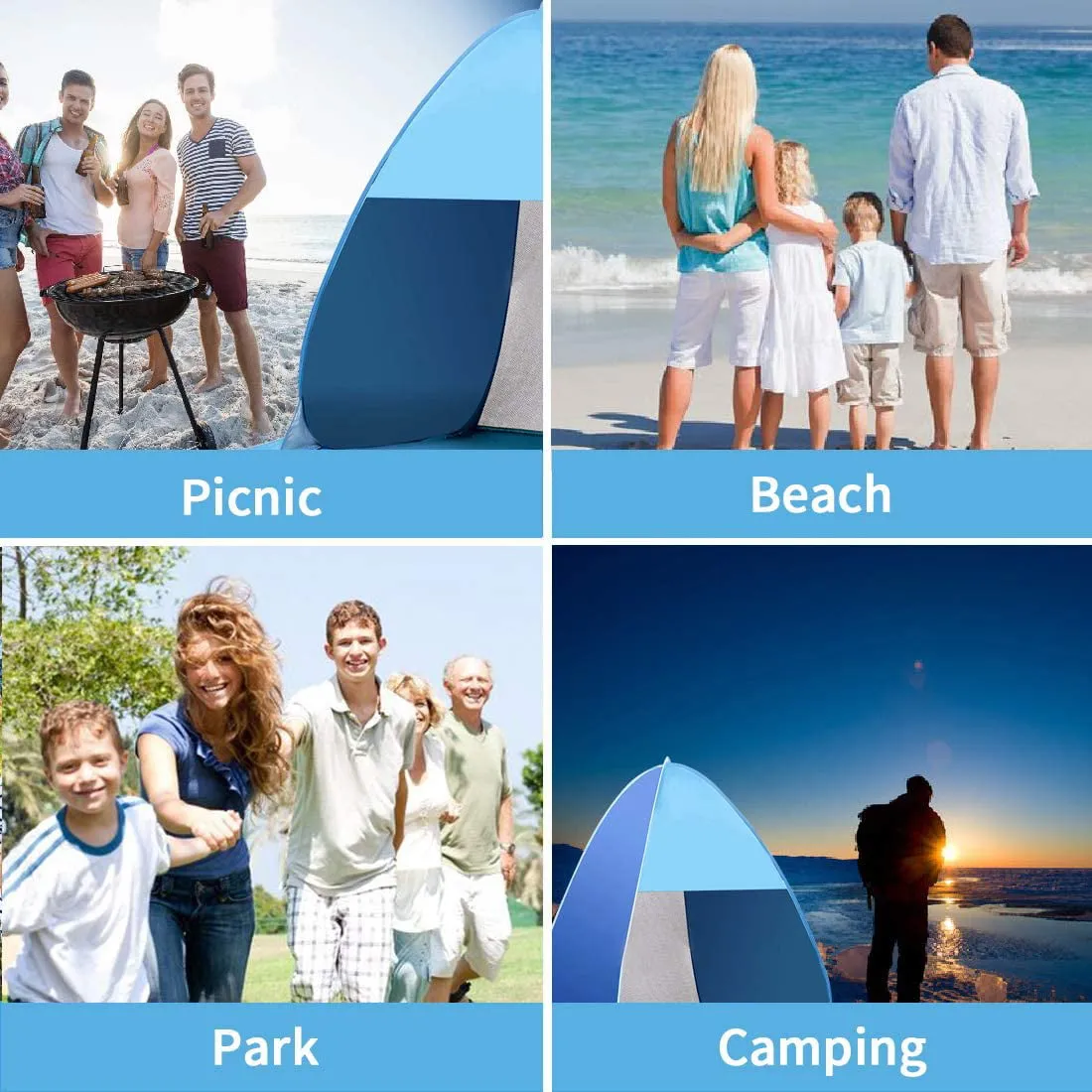 Beach Tent Anti-UV Pop up Sun Shelter Tents Automatic Sun Umbrella 1-3 Persons
