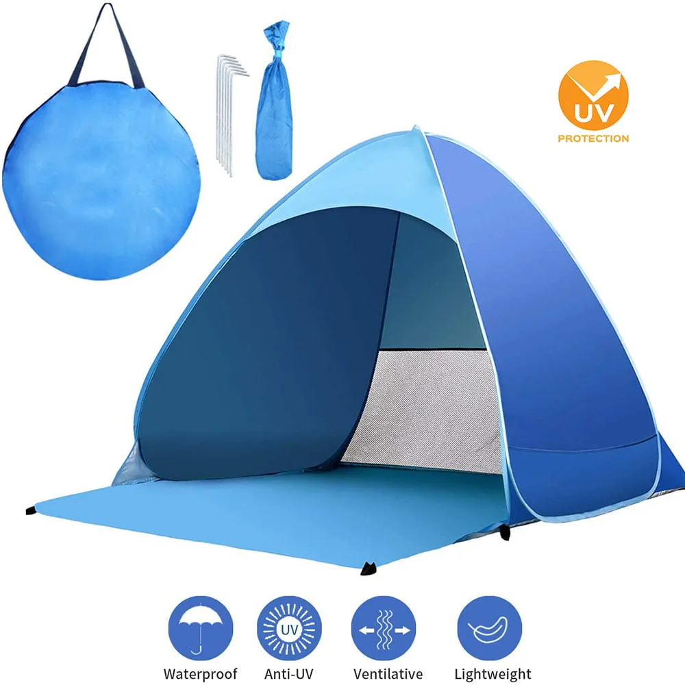 Beach Tent Anti-UV Pop up Sun Shelter Tents Automatic Sun Umbrella 1-3 Persons