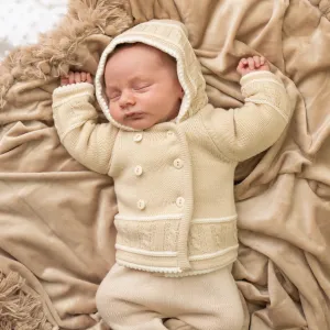 Beige & White Knitted Jacket