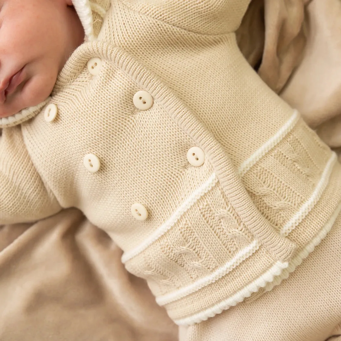 Beige & White Knitted Jacket