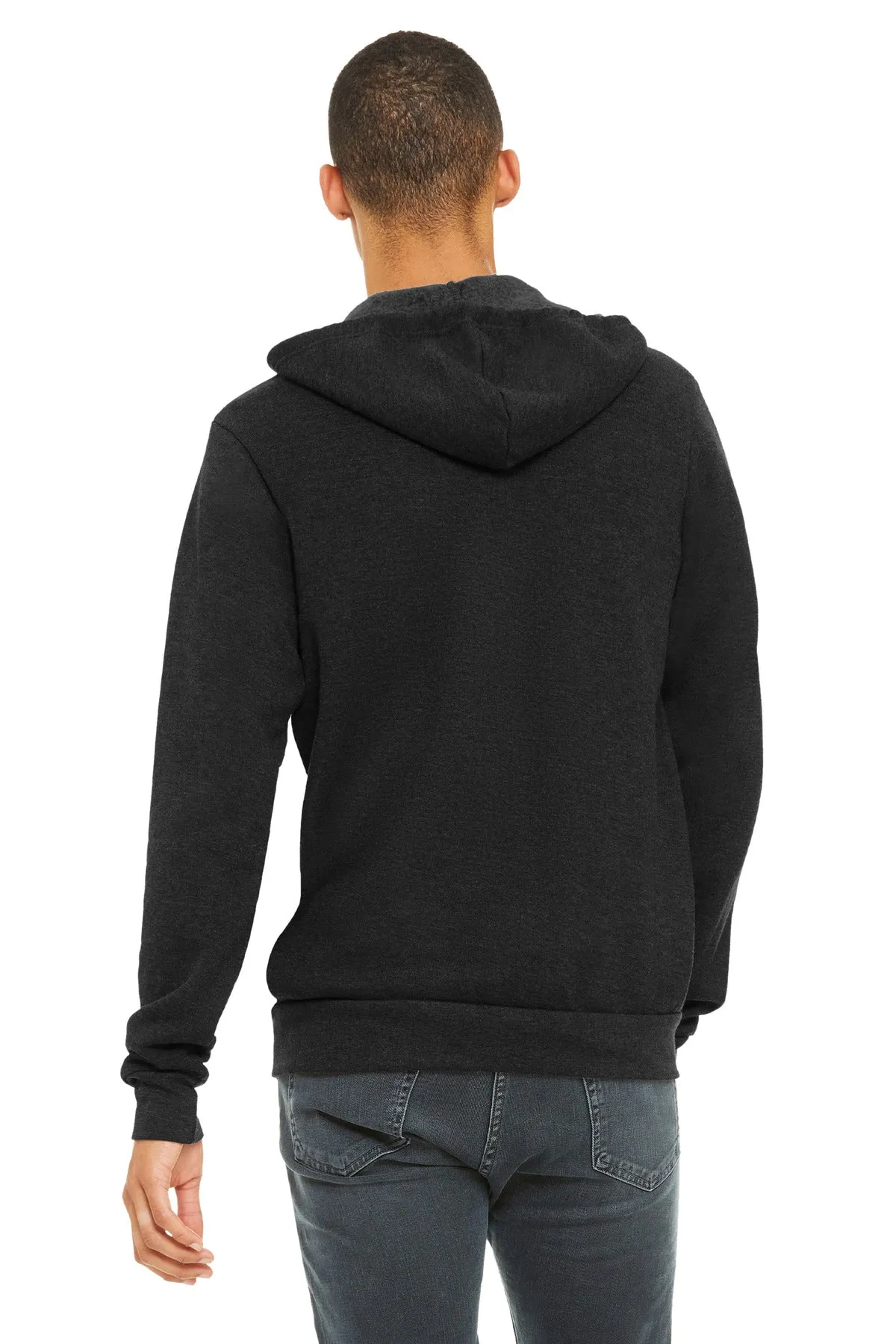 BELLA CANVAS  Unisex Sponge Fleece Full-Zip Hoodie. BC3739 Black Heather