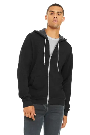 BELLA CANVAS  Unisex Sponge Fleece Full-Zip Hoodie. BC3739 Black Heather