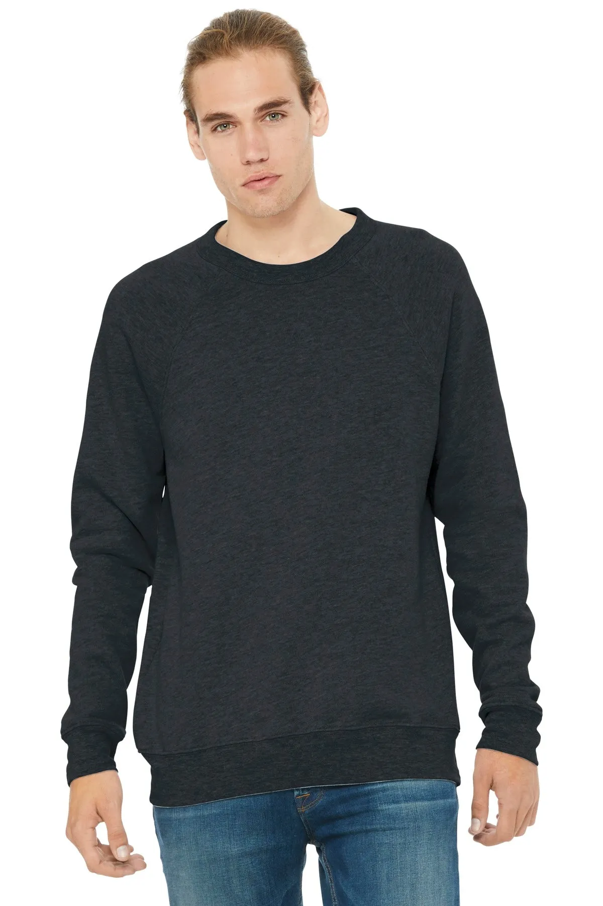 BELLA CANVAS  Unisex Sponge Fleece Raglan Sweatshirt. BC3901 Dark Grey Heather