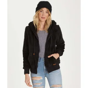 Billabong Women's Cozy Down Luxe Butter Fleece Zip Up Jacket | Black