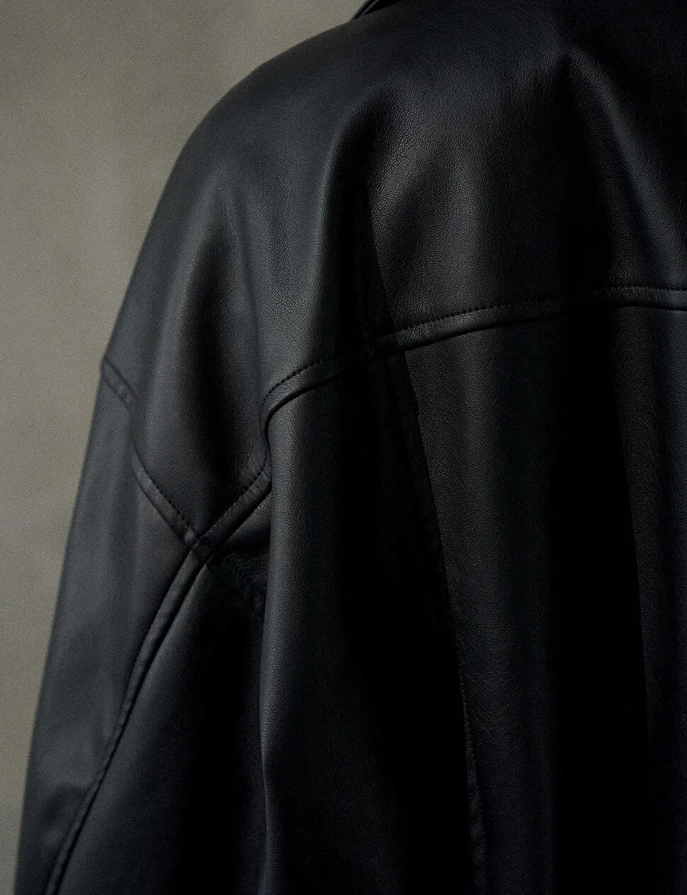Black Cropped Leather Jacket-PREORDER