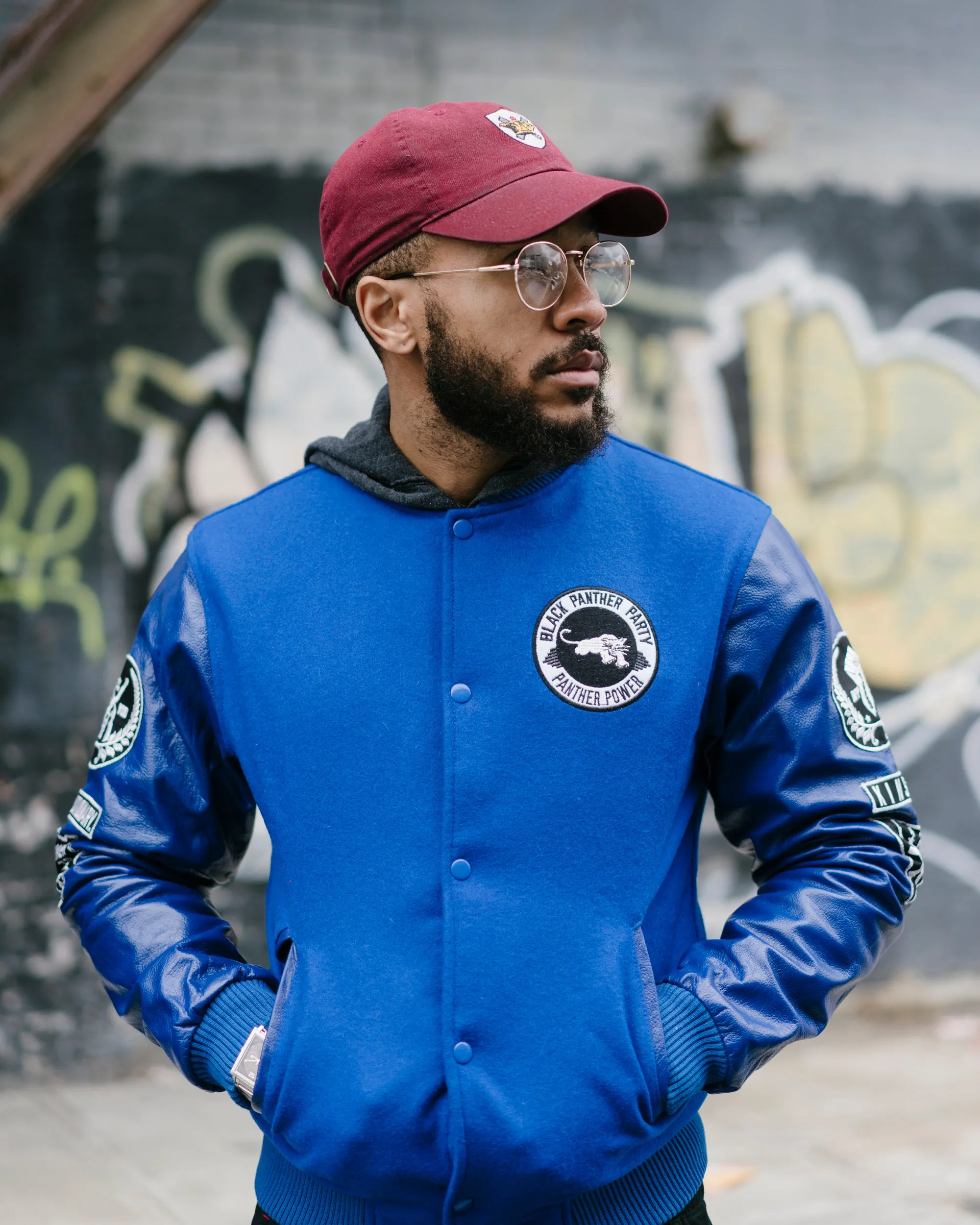 Black Panther Varsity Jacket in Blue Contrast