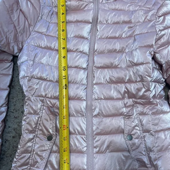 Blanc noir Women Pink metallic puffer Lightweight jacket size XS‎