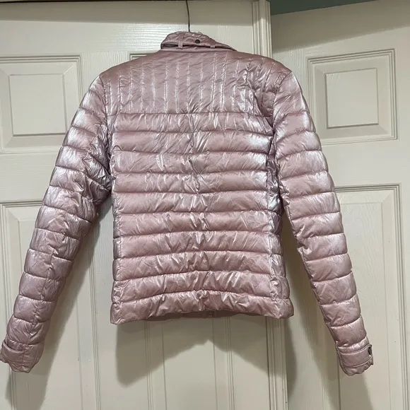 Blanc noir Women Pink metallic puffer Lightweight jacket size XS‎