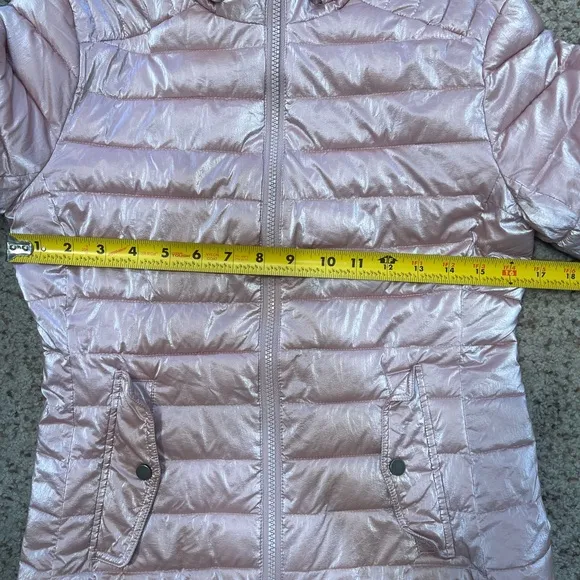 Blanc noir Women Pink metallic puffer Lightweight jacket size XS‎