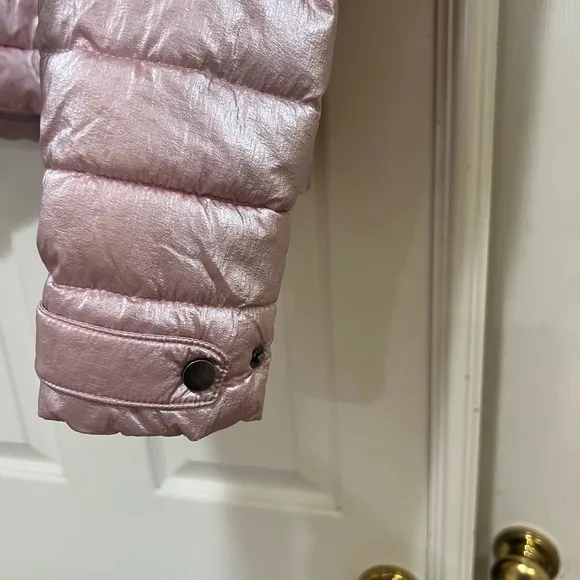 Blanc noir Women Pink metallic puffer Lightweight jacket size XS‎