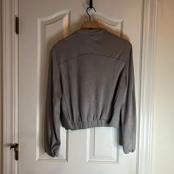 BlankNYC | Vapor Gray Faux Suede Asymmetrical Moto Bomber Jacket Size Medium