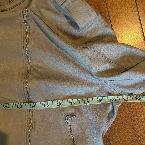 BlankNYC | Vapor Gray Faux Suede Asymmetrical Moto Bomber Jacket Size Medium