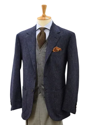 Blue Donegal Wool Single-breasted Jacket