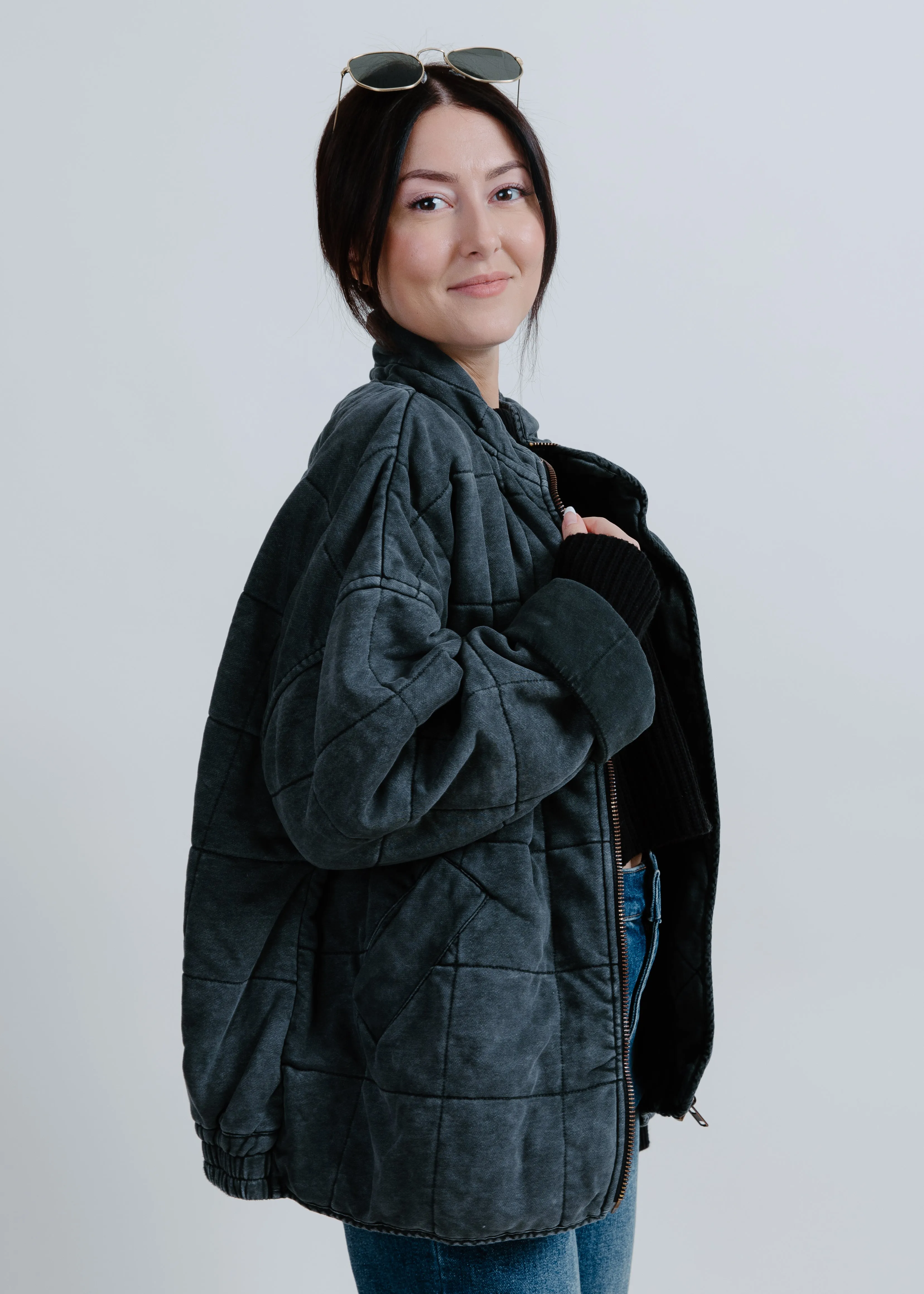 Bobbi Quilted Jacket - Charcoal