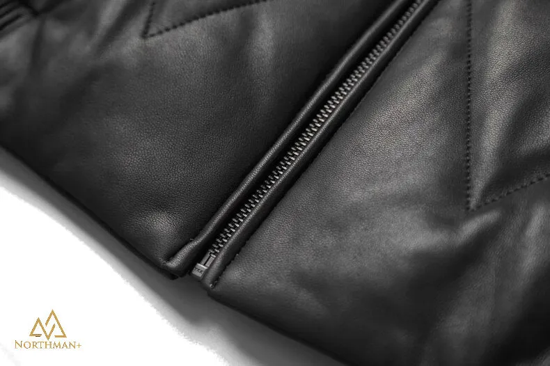 Bomber in Leather Puffer