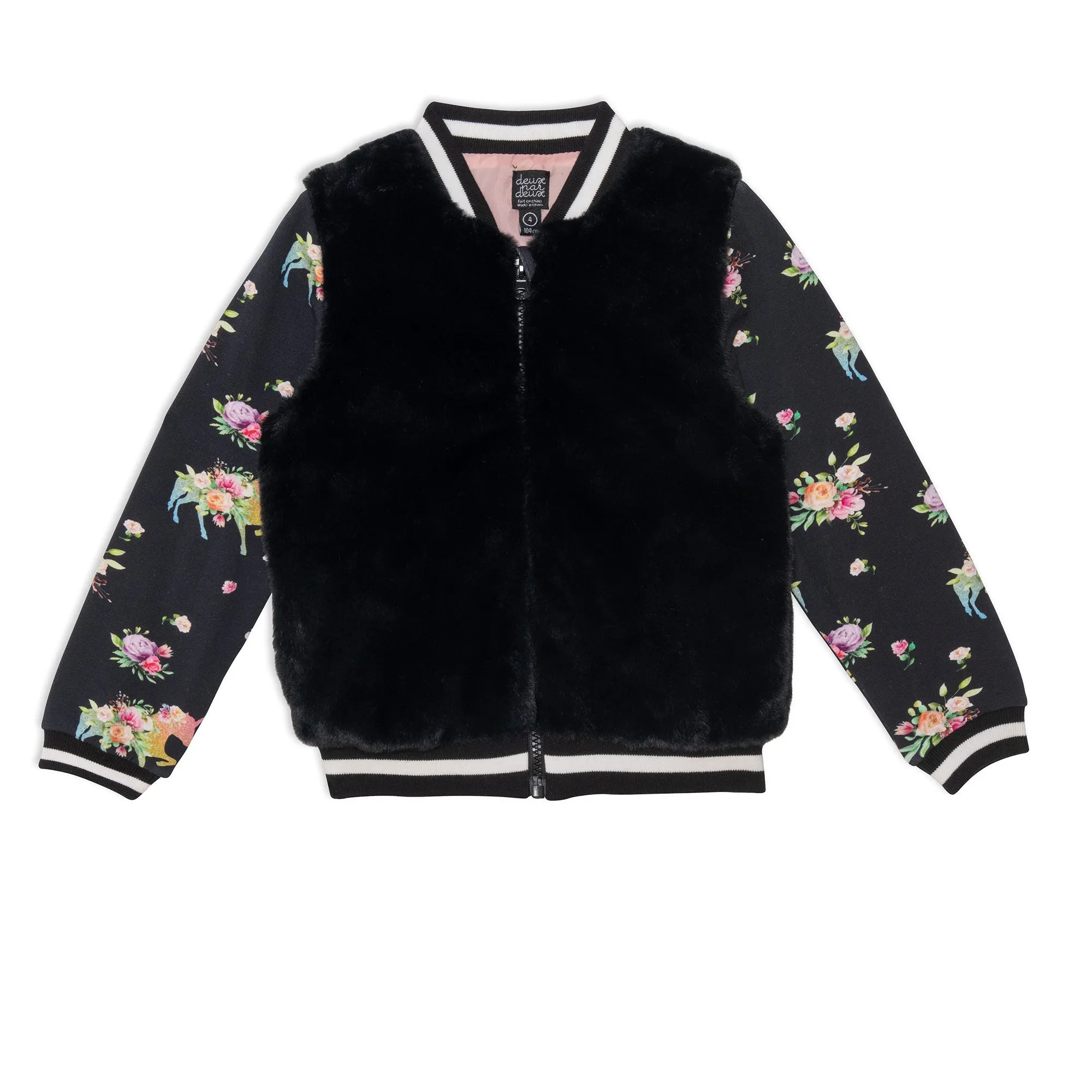 Bomber Jacket With Unicorn Print Sleeve