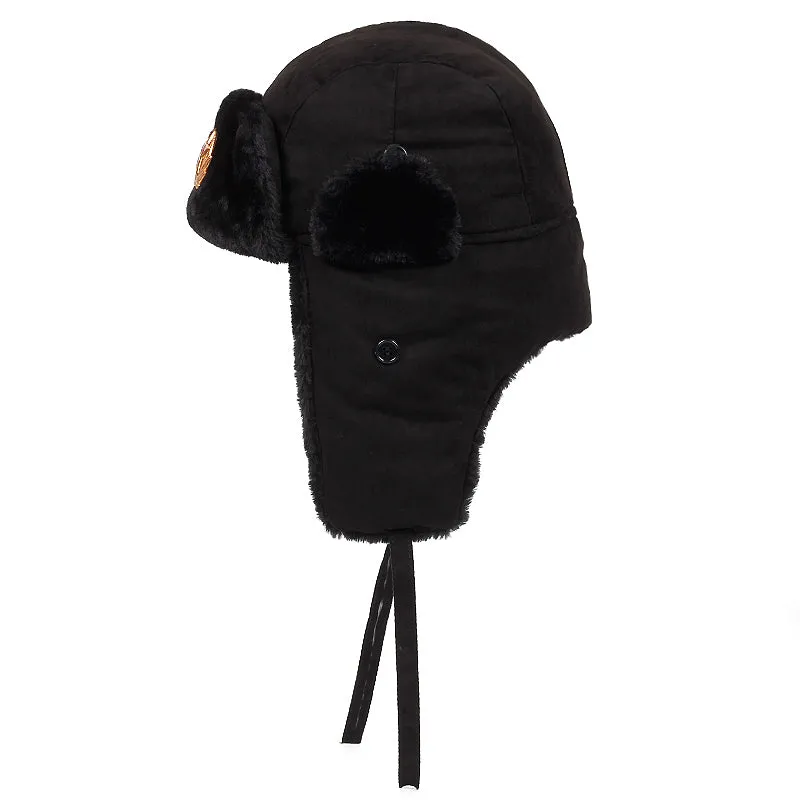 Bonnet chapeau / Armée soviétique Badge militaire Russie / Bomber Chapeaux Pilote Trappeur Aviator Cap Hiver Faux Lapin Fourrure / Casquettes de Neige