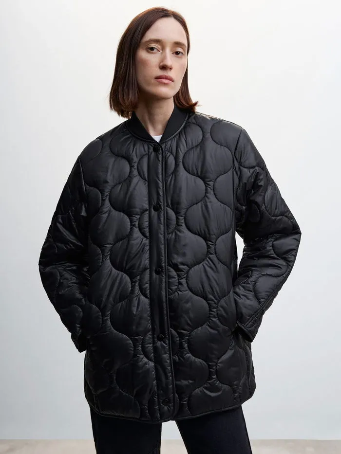 BUNNIES Quilted Bomber Jacket - Black