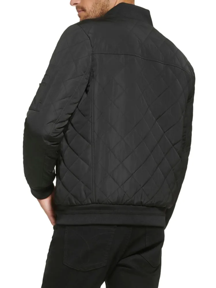 Calvin Klein Quilted Bomber Jacket in Black Camo
